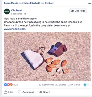 Chobani Facebook Ad