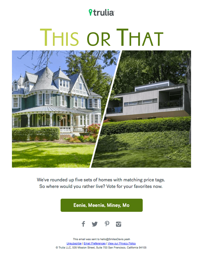 Trulia's this-or-that email