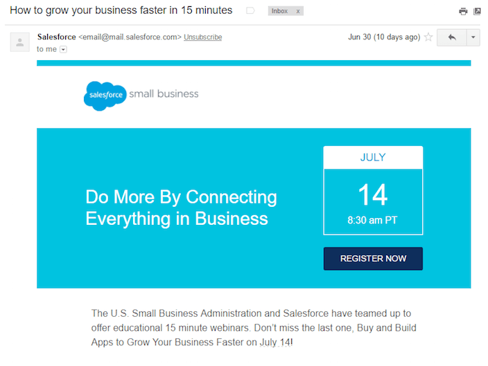 Salesforce email example