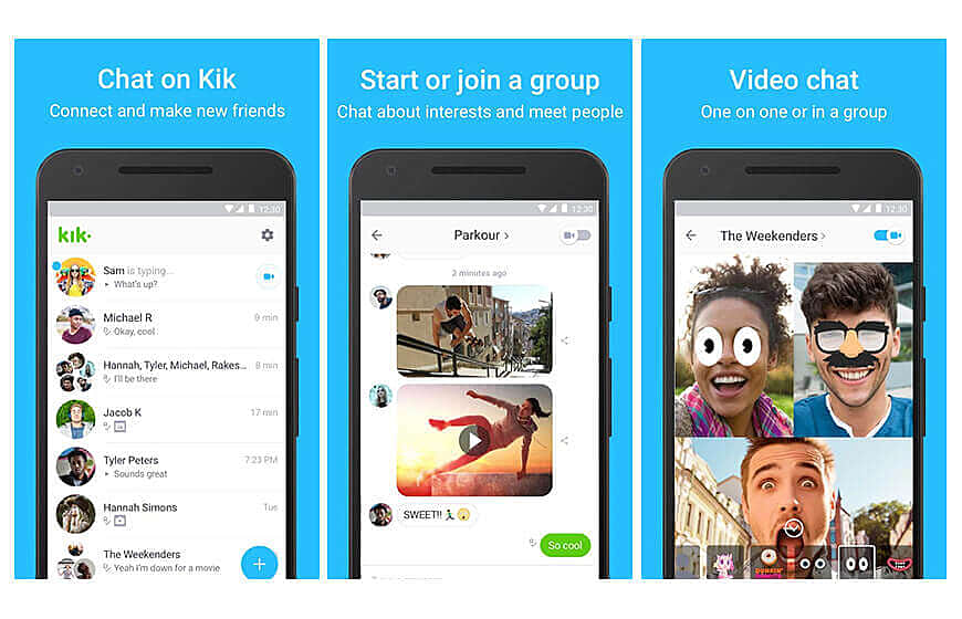 Kik, a cross-platform mobile messaging app.