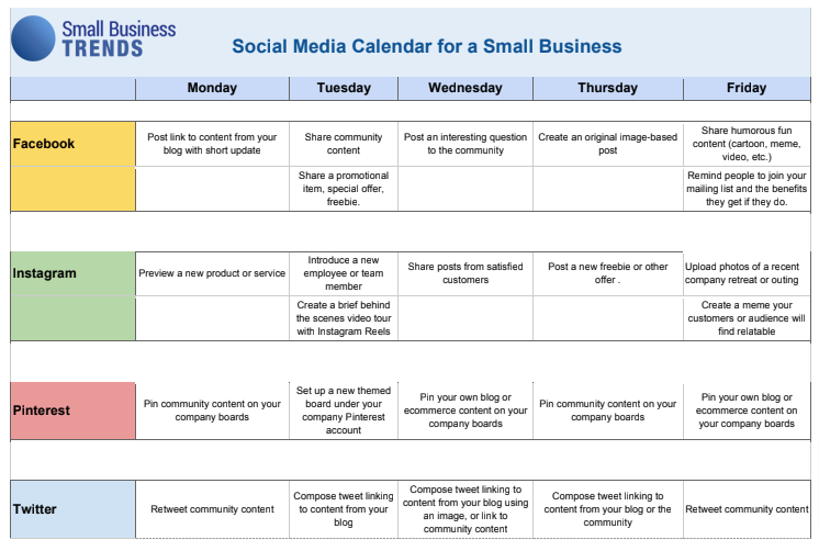 Google Sheets Social Media Calendar Template