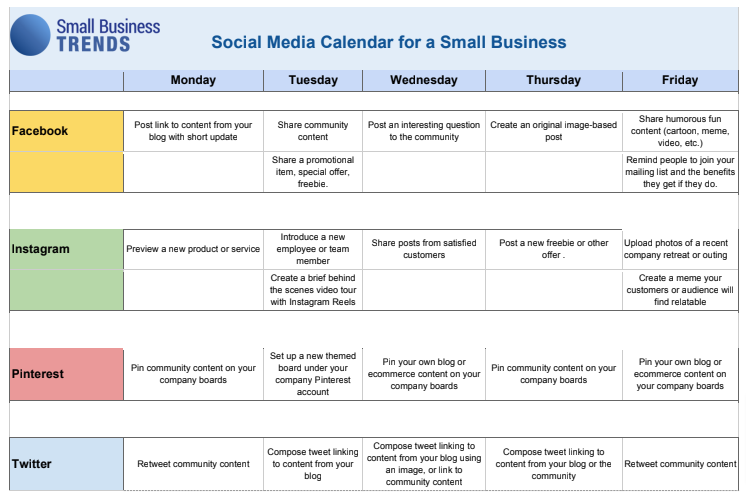 29 of the Best Free Content Calendar Templates Social Media